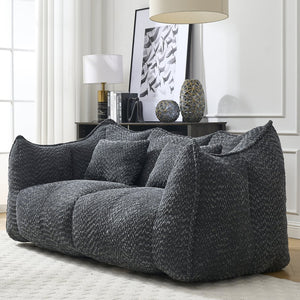 English Elm Soft Plush Foam Beanbag Chair for Two People, Square Recliner Sofa With Superfiber Comfort Embrace Black W1996P252276
