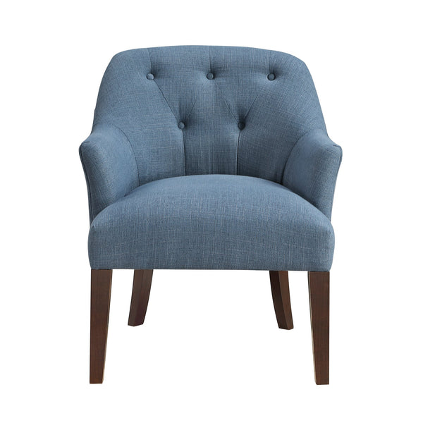 English Elm Modern Tufted Back Accent Chair with Espresso Wood Legs, Foam Seat Comfort, Stylish Living Room Seating Blue 26.5 L x 29 W x 22 H B011P305064