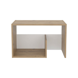 English Elm Side Table Sallis - Compact Macadamia Engineered Wood End Table with Open Shelf, Portable Design Beige B092P309181
