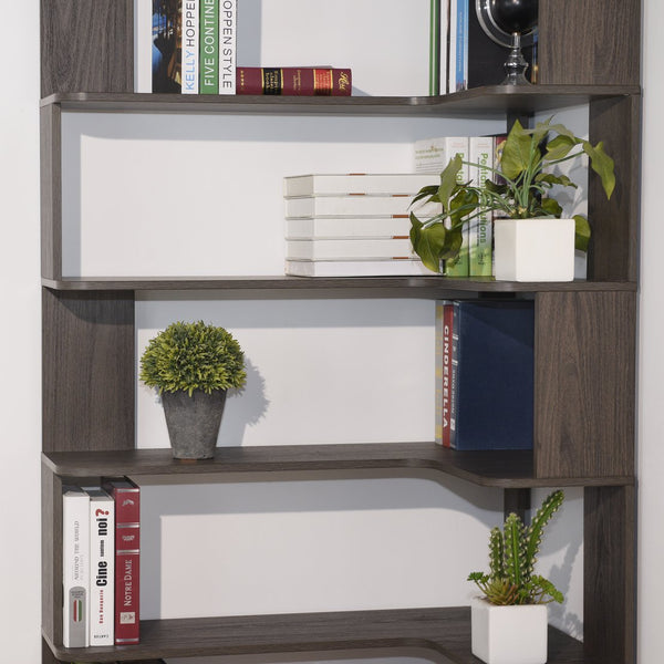 English Elm 90cm L-shaped Corner Bookcase Five Tier Mdf Open Shelving Unit for Home Office W2899P444161