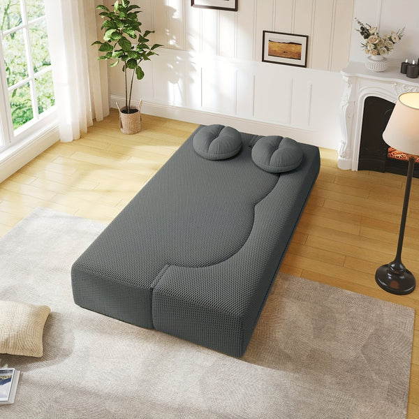 English Elm 2-seater Foldable Sofa Bed Plush Upholstered Guest Sleep Solution for Small Spaces W1359P364913