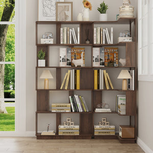 English Elm Set of 2 Modular Corner Bookcases L Shaped and I Space Saving Home Office Shelving Dark Brown W2899S00004