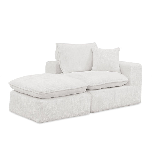 English Elm 107'' Boucle L-shaped Sectional with Reversible Chaise Deep Foam Seat Living Room Beige W1413S00162