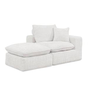 English Elm 107'' Boucle Modular Sectional with Reversible Chaise and Two Ottomans for Living Room Beige W1413S00160