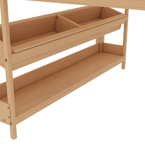 English Elm Twin Low Loft Bed Solid Pine Frame Kids Study Desk Blackboard Storage White W1580S00571