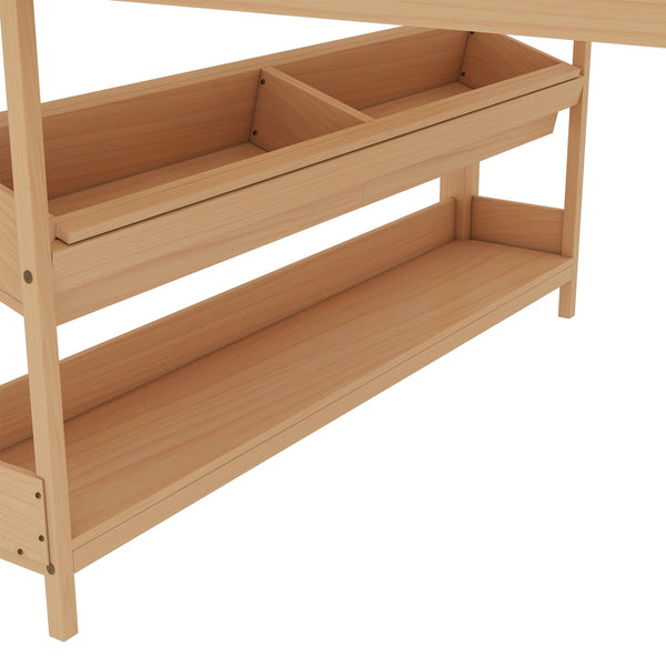 English Elm Twin Low Loft Bed Solid Pine Frame Kids Study Desk Blackboard Storage White W1580S00571