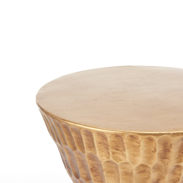 English Elm 13.78 Inch Handmade Mgo Geometric Side Table Gold Metallic Accent for Indoor Outdoor N772P390771C