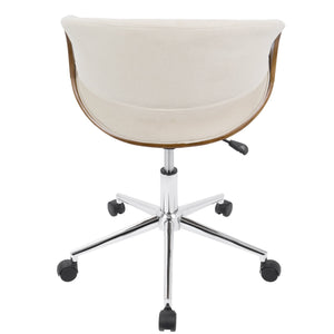 English Elm Office Chair Mid-century Modern Bentwood Walnut Frame Swivel Seat for Home Studio B202P474199