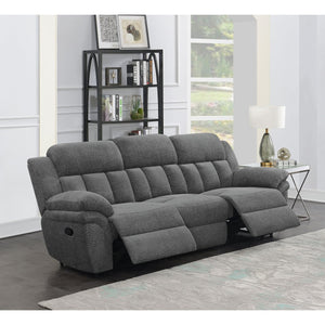 English Elm Divine Charcoal Fabric Reclining Sofa with Diamond Tufting and Pillowtop Arms B062S01412