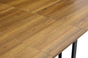 English Elm Modern Dual-surface Dining Table Mdf Marble and Grain Top with Powder-coated Metal Frame Black,Wood W3875P372888