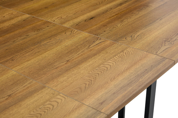 English Elm Modern Dual-surface Dining Table Mdf Marble and Grain Top with Powder-coated Metal Frame Black,Wood W3875P372888