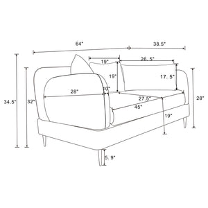 English Elm Repley Chenille Upholstered Loveseat with Sculpted Arms and Tapered Metal Legs B062P448031