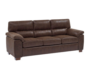English Elm Vintage Tufted Leather Three Seat Sofa with Rolled Arms for Classic Living Rooms B343S00045