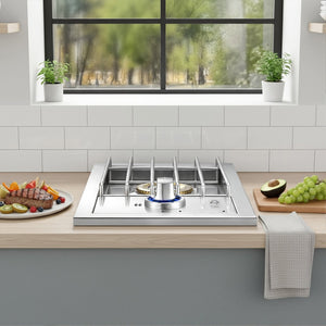 English Elm Commercial Dual Burner Stainless Steel Countertop Gas Range for Professional Kitchens W5057P394285