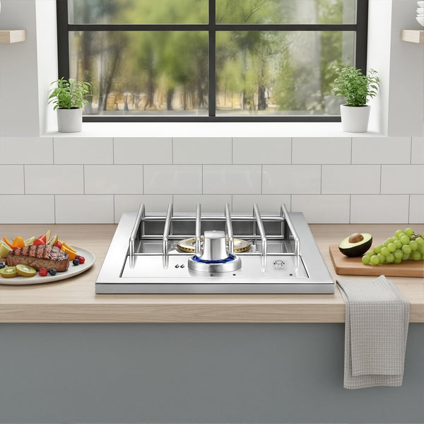 English Elm Commercial Dual Burner Stainless Steel Countertop Gas Range for Professional Kitchens W5057P394285