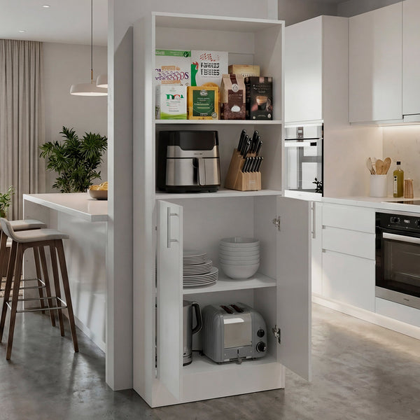 English Elm Juls Tall Slim Pantry Cabinet with Open Shelves for Kitchen or Laundry Room B200P474237