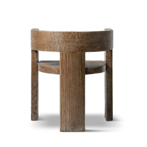 English Elm Soren Reclaimed Elm Sculptural Dining Chair with Wraparound Back Wabi-sabi Craft Brown B2719P474457