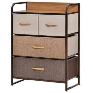 English Elm Freestanding Steel Frame Tower with Linen Fabric Drawers for Organized Home Storage T3971P469605