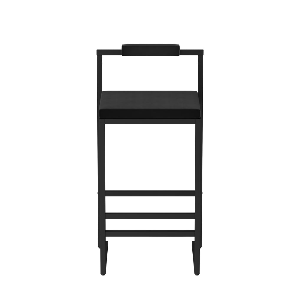 English Elm Modern Velvet Upholstered Bar Stools Set Of 2 - Stylish Counter Height Chairs With Footrest & Support W1757P310422