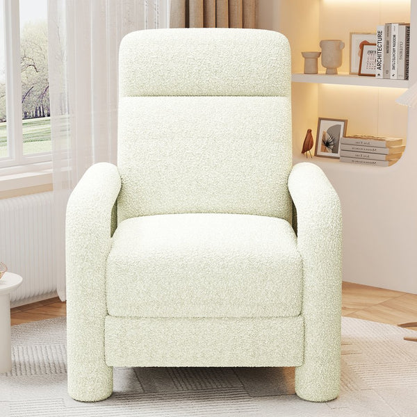 English Elm Christopher Knight Home® - 31.25" Push Back Recliner Plush Teddy Fleece Upholstered Armchair with Foam & Pocket Springs Comfort 90–120–150° Adjustments Beige N763P212864A