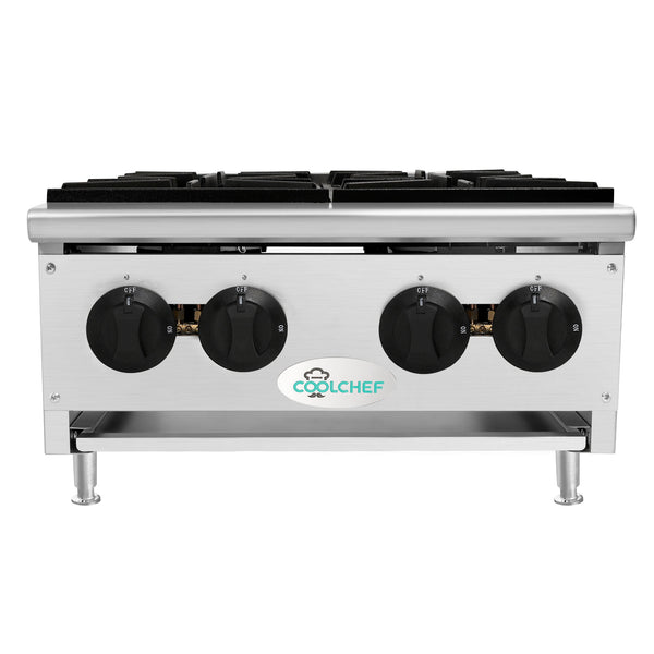 English Elm 120,000 Btu Four Burner Commercial Gas Hot Plate Dual Fuel Countertop Range W3629P462153
