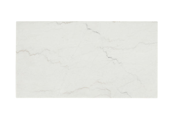 English Elm Contemporary Coffee Table With Marble Top, Caster Wheels & Storage Shelf - Stylish Black & White Design B2741P395098