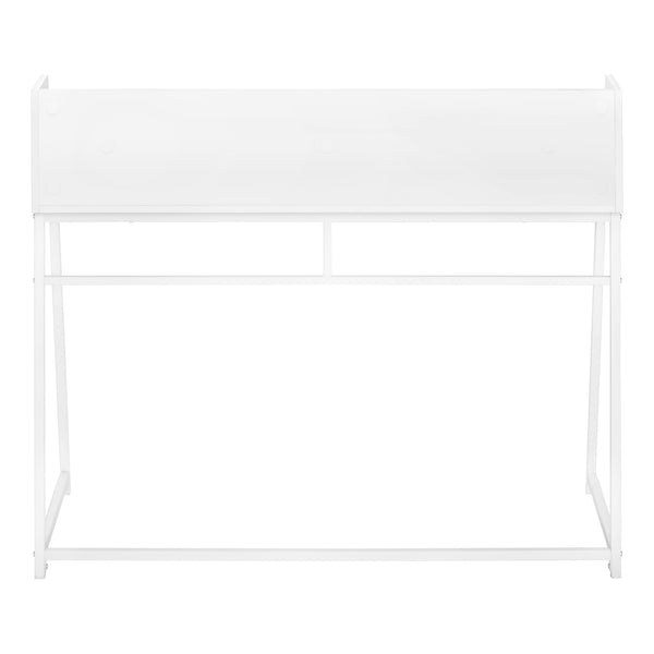 English Elm Computer Desk For Home Office - Modern White Laminate Design With Open Storage Shelves & Metal Frame B2710P219831