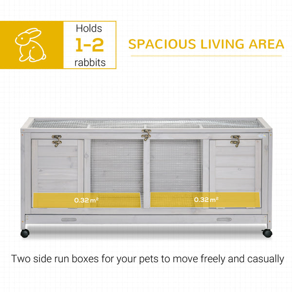 English Elm Pawhut Wooden Rabbit Hutch on Wheels with Removable Tray and Openable Roof Indoor W2225P173746