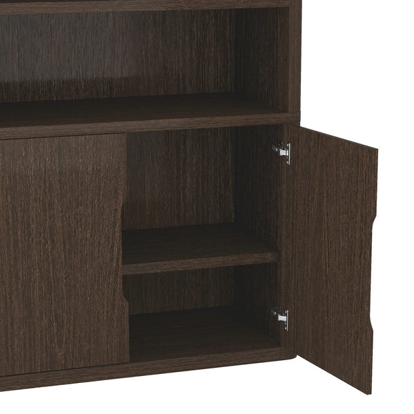 English Elm Rivington 40" Bookcase Cabinet with Soft-Close Doors, 4 Open Shelves, Adjustable Storage Appeal Walnut B365S00019