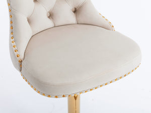 English Elm A&a Velvet Swivel Barstools Tufted Upholstered Seat Gold Base Adjustable Kitchen Pub Set Beige W114349916