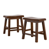 Homelegance By Top-Line Barrett Saddle Seat 18-inch Backless Stools (Set of 2) Brown Rubberwood