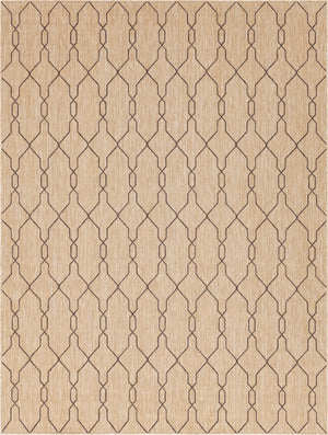 Unique Loom Outdoor Trellis Links Trellis Machine Made Trellis Rug Natural, Brown/Ivory 9' 0" x 12' 0"