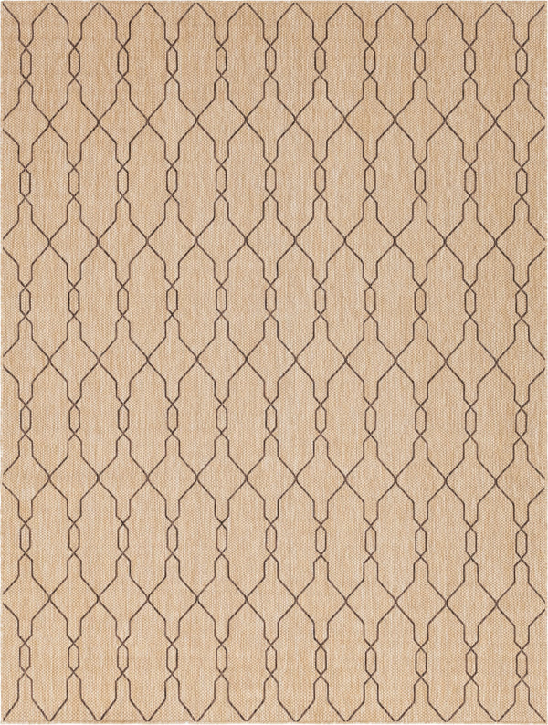 Unique Loom Outdoor Trellis Links Trellis Machine Made Trellis Rug Natural, Brown/Ivory 9' 0" x 12' 0"