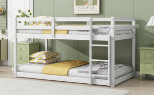 English Elm Solid Wooden Twin Over Twin Bunk Bed In White - Sturdy Rubberwood Frame With Reinforced Slats W504P191646-GIGA