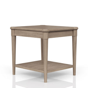 English Elm Sand Sand Finished End Table with Storage Drawer, Solid Wood + MDF, Transitional Casual Design, Shelf B2699P218289