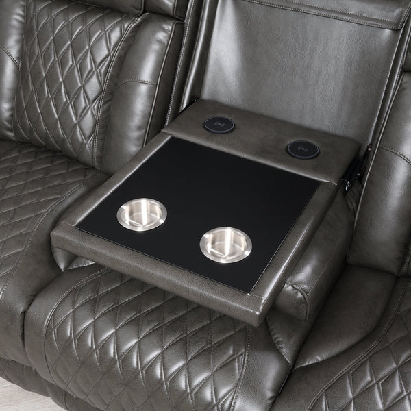 English Elm Taddeo Power Reclining Sofa with Led Lighting Usb Ports and Wireless Charging Pad B2726P435904