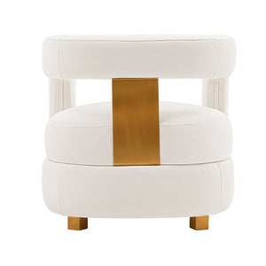 English Elm Amirah Velvet Lounge Chair White — Luxurious Velvet, Brushed Gold Legs, Pine Frame, 440 lb Capacity, Ready-Use B365P397990