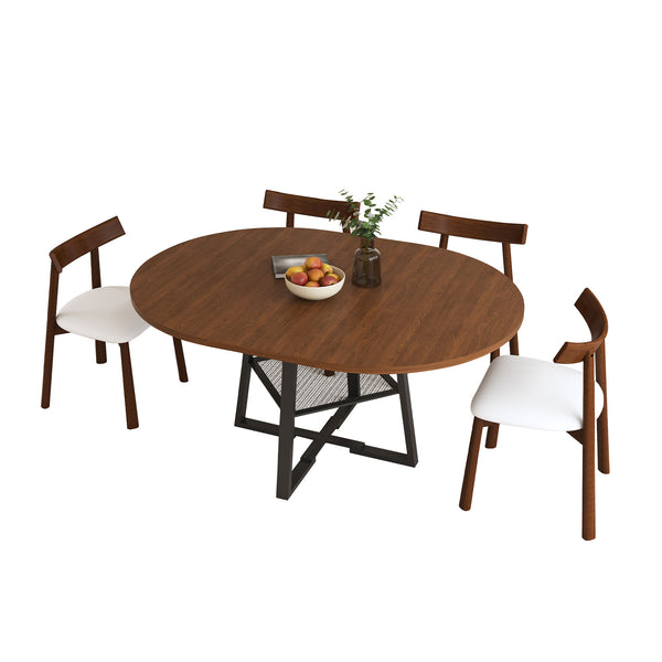 English Elm 59-inch Expandable Glass Top Dining Set Seats 8 with Upholstered Chairs X-base W2700S00112
