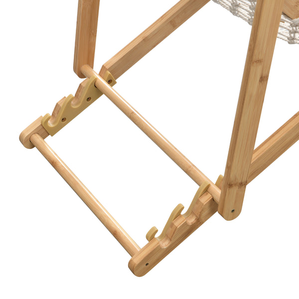 English Elm Set of 2 Handwoven Rope Patio Chairs in Natural Bamboo Finish, Adjustable Back, Durable Braided Craftsmanship W495P298242