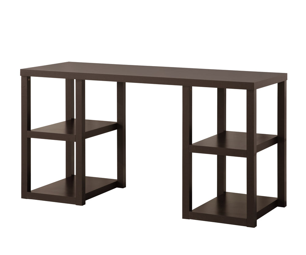 English Elm Cappuccino Oak Desk Mahogany MDF with 4 Storage Shelves, Melamine Veneer, Space-Saving Open Design B2699P237461