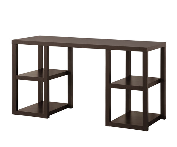 English Elm Cappuccino Oak Desk Mahogany MDF with 4 Storage Shelves, Melamine Veneer, Space-Saving Open Design B2699P237461