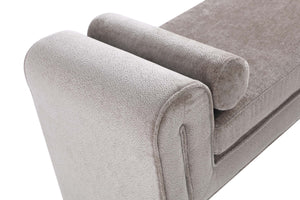 English Elm Modern Concord Chenille 59" Bench in Dove Greige — Kiln-Dried Pine, Plush Chenille, Bolster Pillows, Durable Finish B365P398217
