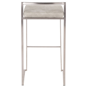 English Elm Contemporary Stackable Steel Counter Stools Padded Fabric Seats for Kitchen Islands Set of 2 B202P222167
