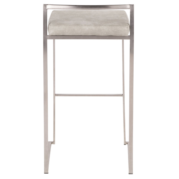 English Elm Contemporary Stackable Steel Counter Stools Padded Fabric Seats for Kitchen Islands Set of 2 B202P222167