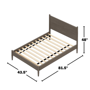 English Elm Mid-Century Twin Size Wooden Platform Bed In Gray Finish - Stylish, Compact Design For Small Spaces B016S00031