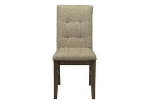 English Elm Dining Chair Set of 2 Tufted Brown Fabric Grey Wood Frame Transitional Seating B2710P461769