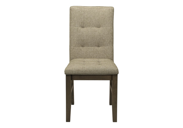 English Elm Dining Chair Set of 2 Tufted Brown Fabric Grey Wood Frame Transitional Seating B2710P461769