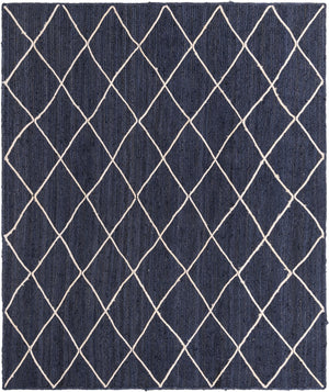 Unique Loom Braided Jute Trellis Hand Braided Solid Rug Navy Blue, Ivory 8' 0" x 10' 0"