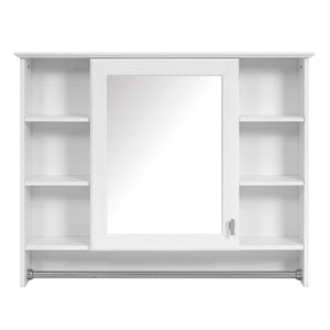 English Elm 3-in-1 Wall Mounted Medicine Cabinet with Soft Close Door Towel Bar and Vanity Mirror White N710P358618K