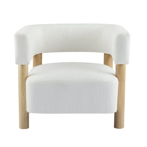 English Elm Christopher Knight Home® - Boucle Plush Bouclé Accent Chair with Rubber Wood Frame, Spring Bag Cushion for Cozy Support White+Natural 30.75 L x 28.9 W x 19.25 H N776P268327C